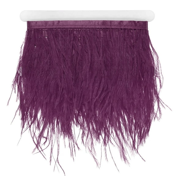 Uxcell Ostrich Feather Trim Fringe, 2 Yards 4-6" Natural Fluffy Feather Trim for Crafting [Purple]