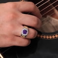 thumbnail image 4 of Gem Stone King Men's 925 Silver and 10K Yellow Gold Purple Amethyst and White Lab Grown Diamond Ring (2.36 Cttw, Gemstone Birthstone) | Size 13, 4 of 6