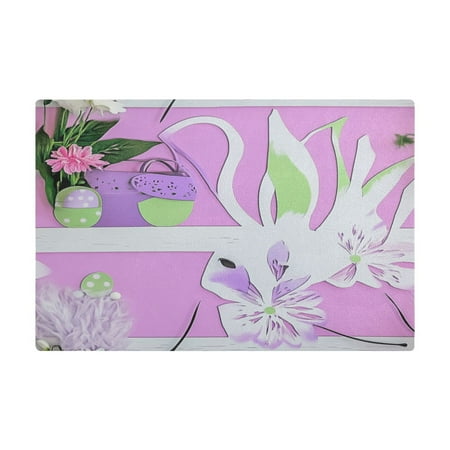 

PU Leather Kitchen Drying Mat with Silica Gel Core Coffee Bar Pad Dual-Sided Absorbent Non-Slip for Kitchen Counter Basket and Pastel Flowers
