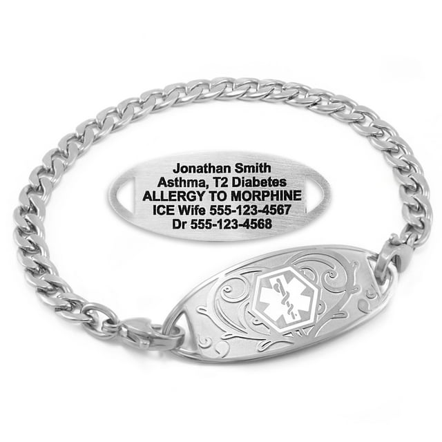 MedicEngraved Stainless Steel Custom Medical Alert Bracelet - 5mm Curb Link