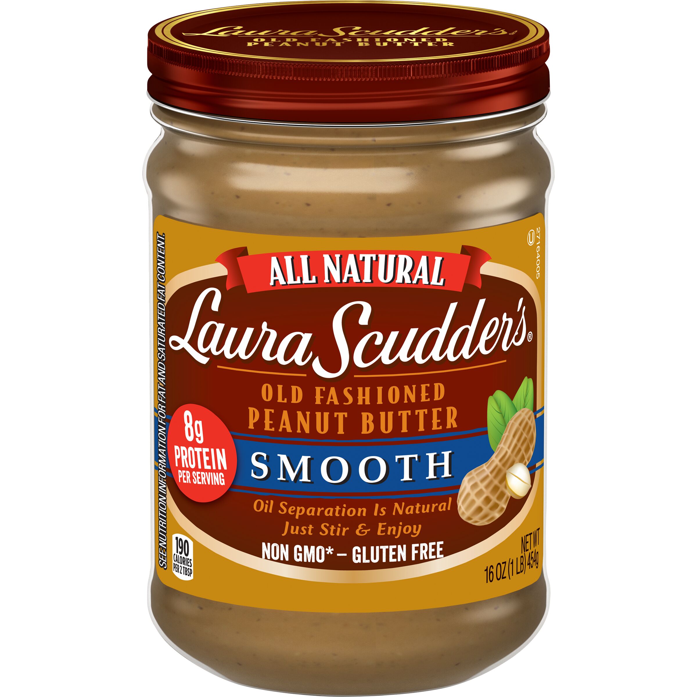 Laura Scudder's Natural Smooth Peanut Butter, 16-oz Jar