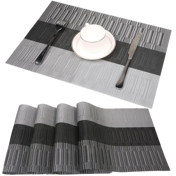 Famibay Bamboo Pvc Weave Placemats Non-Slip Kitchen Table Mats Set Of
