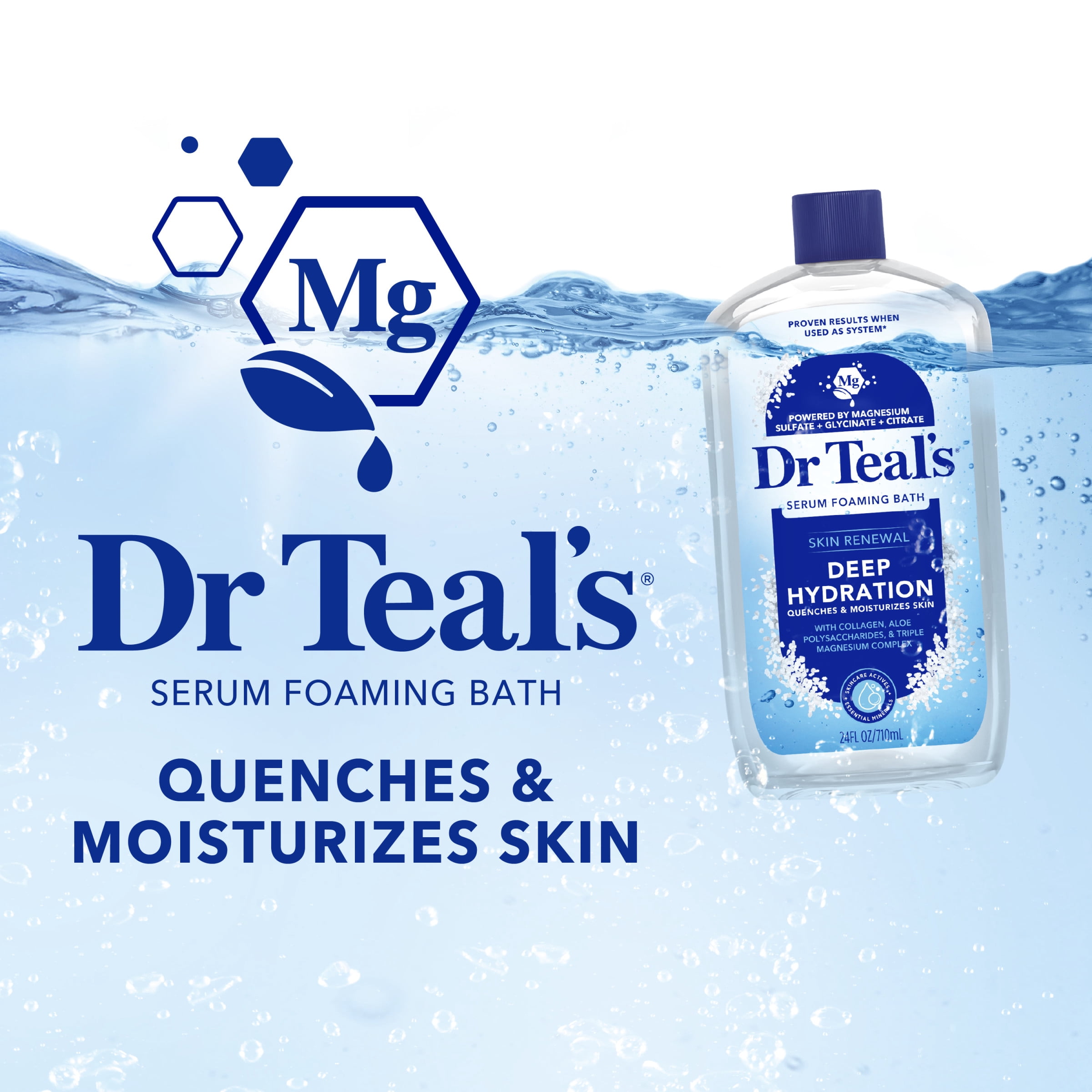 Dr Teal's Skin Renewal Deep Hydration Foaming Bath Serum, 24 fl oz