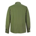 thumbnail image 4 of MAWCLOS Mens Single Breasted Striped Blouse Vacation Long Sleeve Tops Green L, 4 of 4