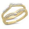 0.25 Carat (ctw) 10K Yellow Gold Round Diamond Ladies Anniversary Wedding Band Enhancer Guard Double Ring 1/4 CT