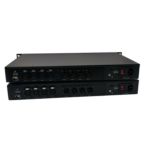 Transwan 4 Ch Bi-Directional(2 Way) Line-Level Balanced XLR Audio Over Fiber Extender to 20 Km Over 1 Core Single-Mode Fiber, w/ 19'' 1 U Chassis (1 x LC Fiber Connector)