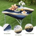 thumbnail image 4 of Blue White Gold Marble Pattern Square Fitted Tablecloth with Elastic Edge,Square Table Cover,Washable Elastic Table Cover for Home Kitchen Party Decor 36"x36", 4 of 6