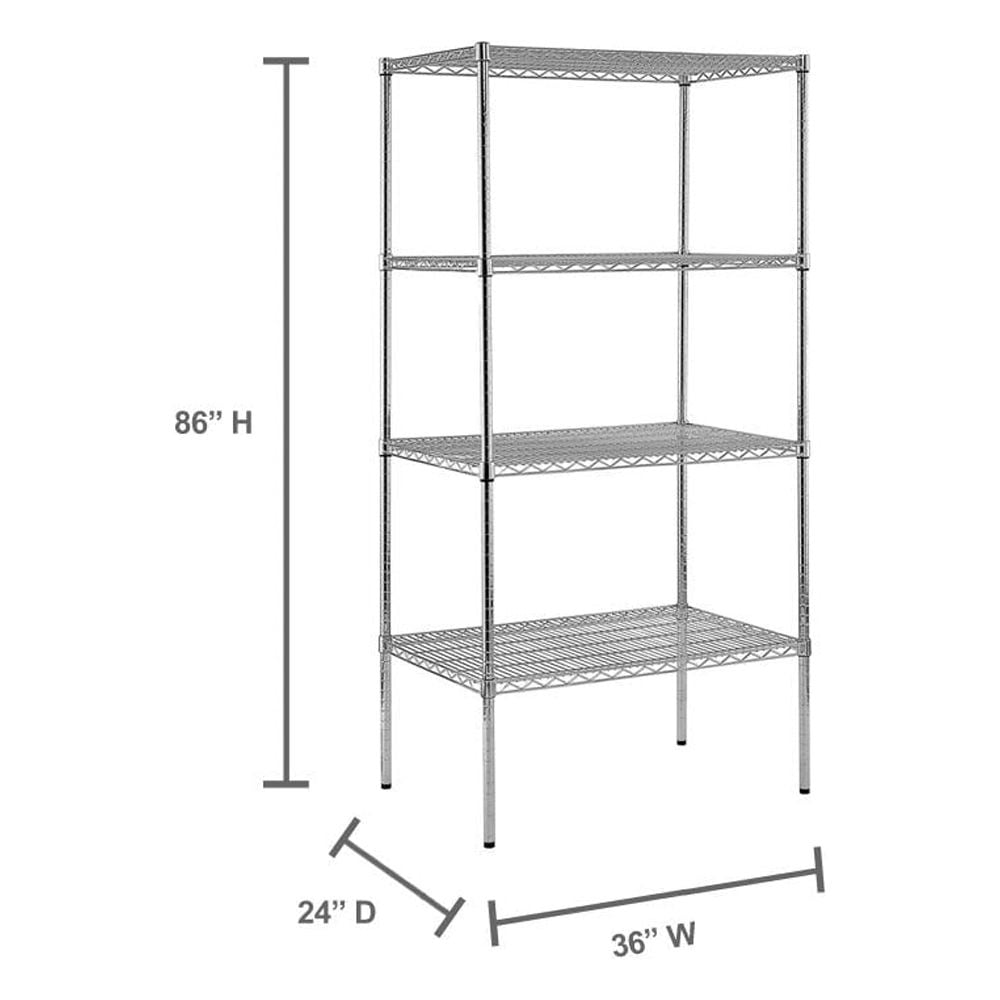 Muscle Rack 4 Shelf Heavy Duty Wire Shelving Unit, Chrome