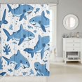 thumbnail image 2 of Manfei Marine Shark Shower Curtain 72Wx84L, Cartoon Coral Fish Bathroom Shower Curtain, White Blue, 2 of 5