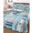 thumbnail image 3 of Quilts Twin XL Size, Coastal Ocean Soft Comforter Bedding Set for Bed, Nautical Lighthouse Blue Wooden Lightweight Quilted Bedspread with Pillow Cover(2 Pieces) for All Season, 68x98 Inch, 3 of 6