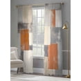 thumbnail image 5 of Burnt Orange Grey Semi Sheer Curtains 96 Inch Length 2 Panels Set, Modern Abstract Oil Painting Sheer Kitchen Curtain Privacy Voile Window Curtain for Living Room Bedroom Rod Pocket Drapes, 5 of 7