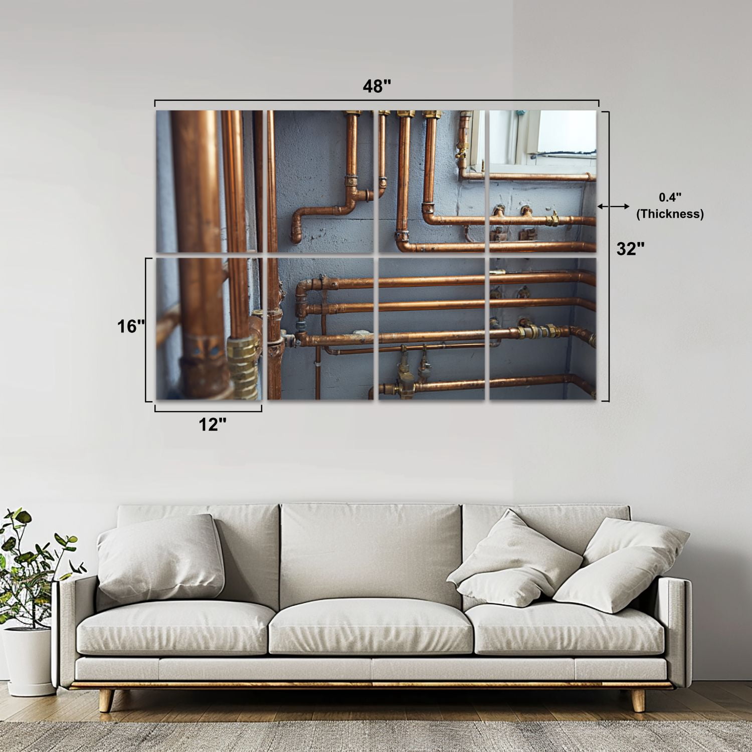8 Pack Art Acoustic Panels Sound Absorbing Plumbing service copper pipeline heating boiler room Decorative Soundproof Wall Panels Self Adhesive for Nursery Game Room Bedroom 48"x32"