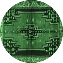 Ahgly Company Indoor Round Persian Emerald Green Traditional Area Rugs, 5' Round