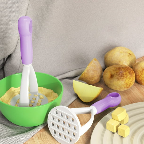 Machacador de Papas Ergonómico con Agarre Cómodo, Base con Diseño de Hojas para Triturar Papas, Ñames y Verduras Sin Esfuerzo, Fácil de Limpiar, Plástico Apto para Alimentos.