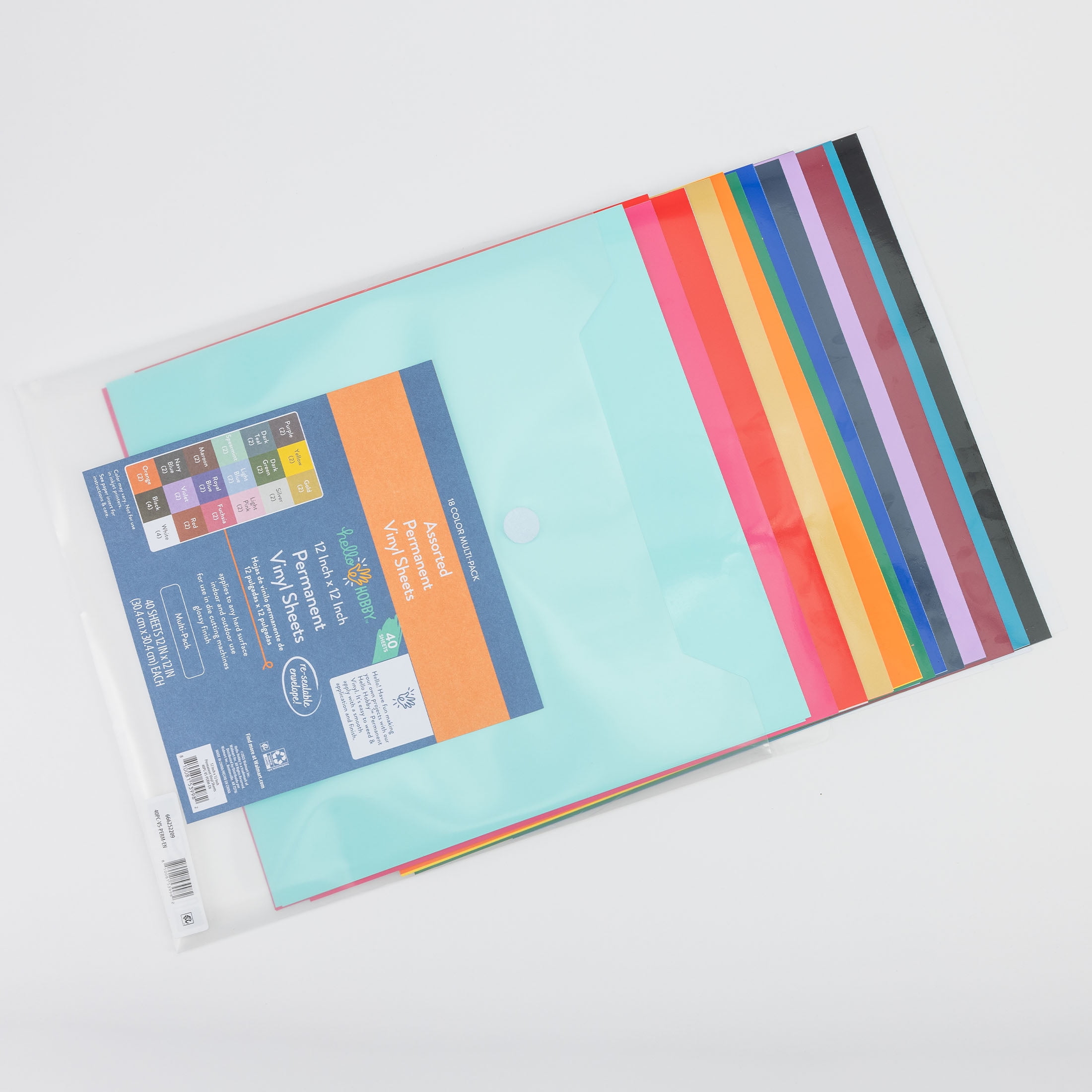 Hello Hobby 12" x 12" Multi-Pack Permanent Craft Vinyl Sheets (40 Count)
