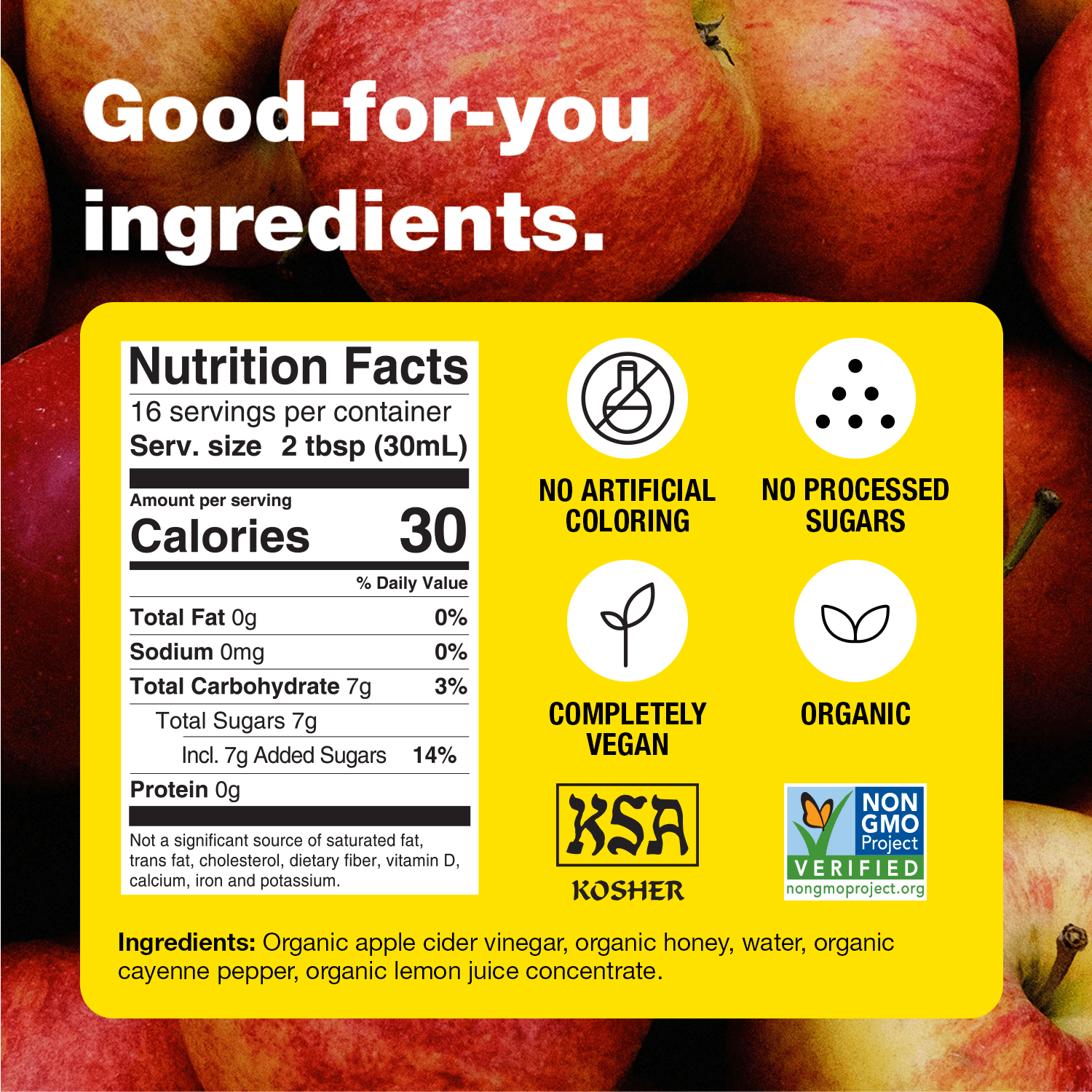 (6 pack) Bragg Organic Apple Cider Vinegar Honey Cayenne Wellness Cleanse, Raw and Unfiltered, 16 fl oz