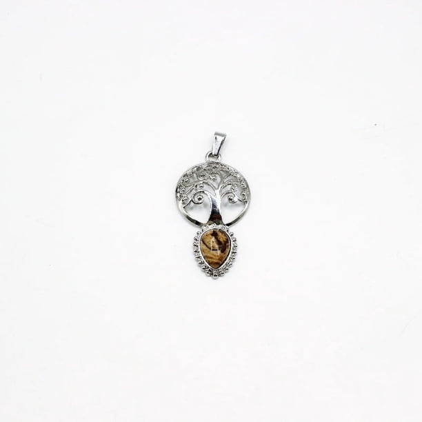 Zhuge Colgante de collar, hecho a mano para collares de hombres y mujeres, colgante en forma de gota de árbol de la vida (marrón claro)