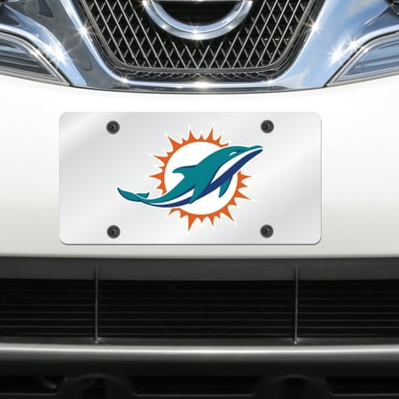 Mirrored Acrylic License Plate - Miami Dolphins Mirror License Plate With Laser Cut Acrylic Logo - No Size