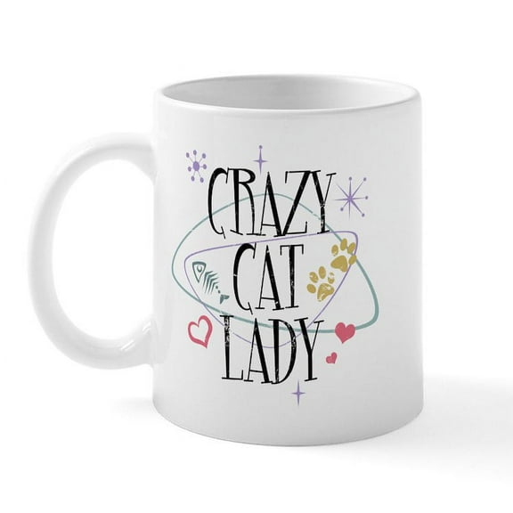 CafePress - Crazy Cat Lady Mug - 11 oz Ceramic Mug - Novelty Coffee Tea Cup