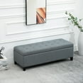thumbnail image 2 of HOMCOM Linen Fabric Wood Feet Entry Bench, Contemporary Home Decor Grey, 2 of 10
