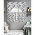 thumbnail image 5 of Teal Blue Grey Geometric Kitchen Curtains Swag Valance and Tier Curtains Set 24 Inch Length, Morocco Abstract Art Rod Pocket Drape Panels Pair Swag Curtains for Bathroom/Cafe/Window, 5 of 6
