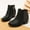 Black, variant on Lujianch Girls Ankle Boots Solid Black Classic Versatile Side Zipper Thick Heel Square Heel Little Kid And Big Kids Short Boots Girls Ankle Boots