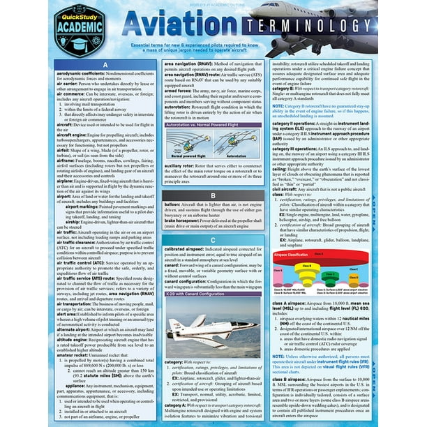 Aviation Terminology A Quickstudy Laminated Reference Guide (Book