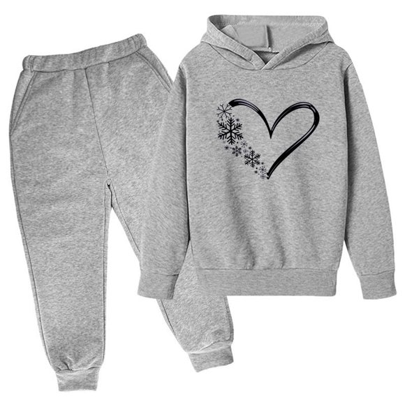 Odeerbi 3-14 Años Niños Niñas San Valentín Conjuntos Amor Impreso Sudaderas Capuchas Pantalones Niños Manga Larga Sudaderas Con Capucha