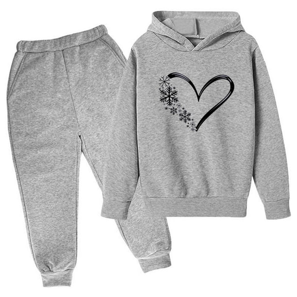 Odeerbi 3-14 Años Niños Niñas San Valentín Conjuntos Amor Impreso Sudaderas Capuchas Pantalones Niños Manga Larga Sudaderas Con Capucha