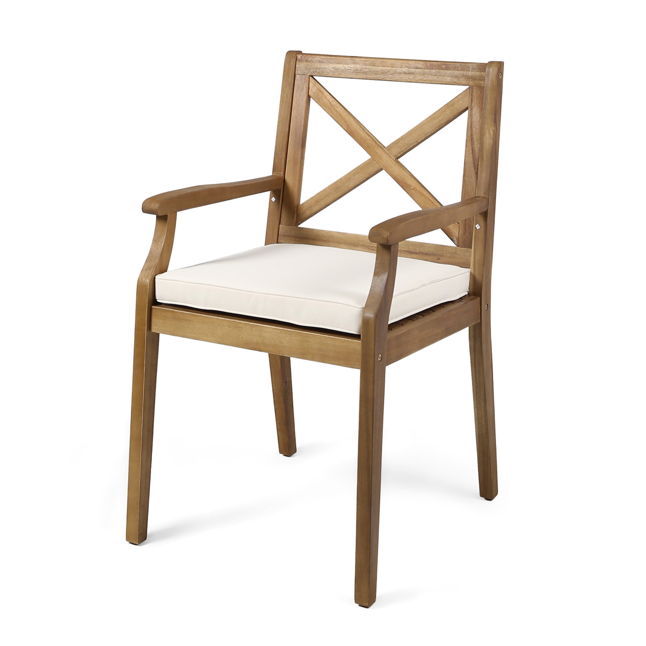 Christopher Knight Home 7-Piece Rustic Teak Outdoor Expandable Dining Set with Cream Cushion