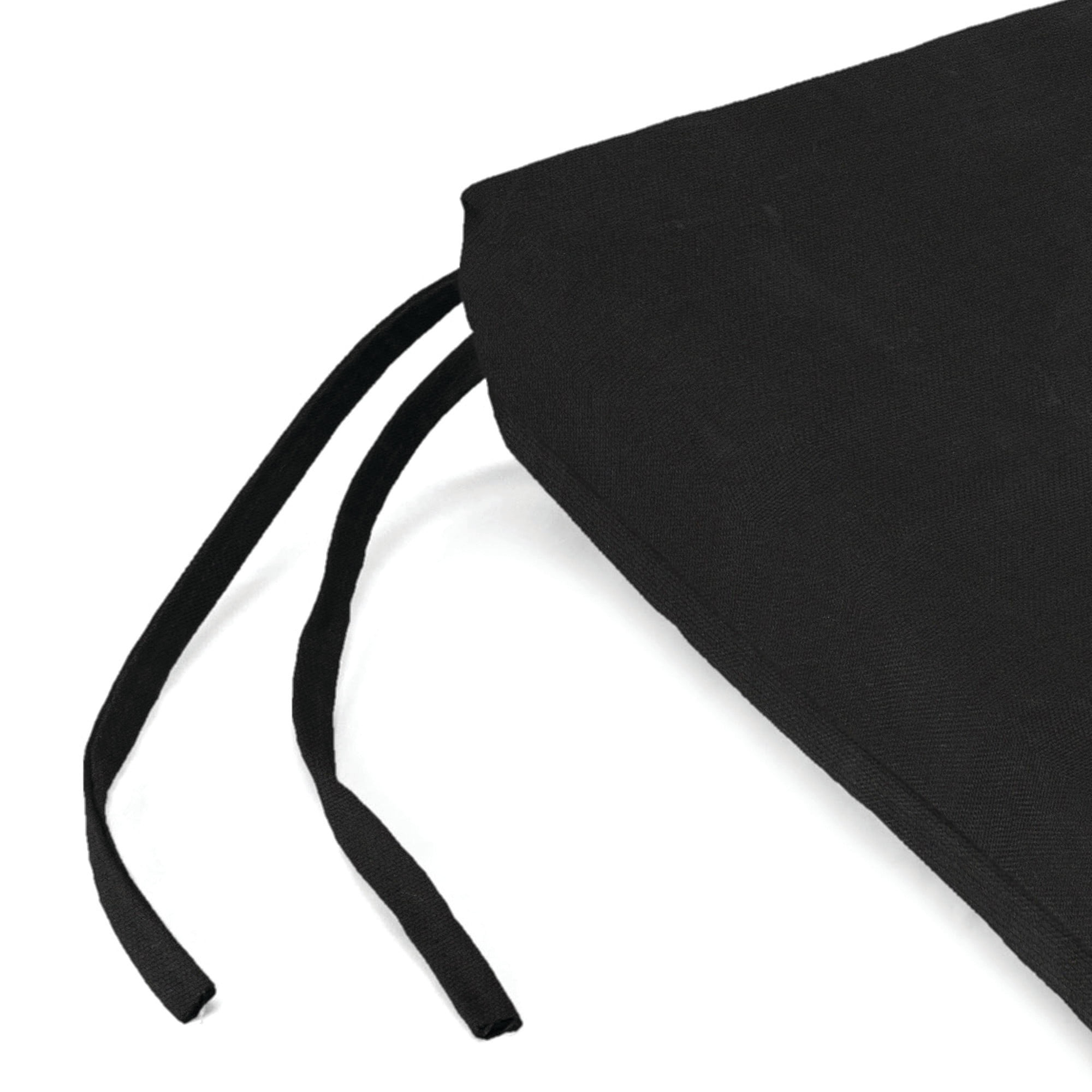 Jordan Manufacturing 20" x 18" Canvas Black Solid Rectangular Outdoor Chair Pad Seat Cushion with Ties (2 Pack)