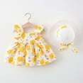 thumbnail image 2 of Odeerbi Baby Girl Clothes Girls Dresses Toddler Summer Cute Print Dress With Suspenders With Hat, 2 of 3