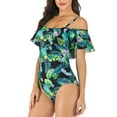 thumbnail image 6 of BEEACHGIRL One Piece Swimsuit Flounce off Shoulder Ruffle Beach Swimwear Bathing Suit for Women, 6 of 8