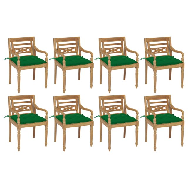 vidaXL Chaises Batavia avec Coussins 8 Pcs Bois de Teck Massif