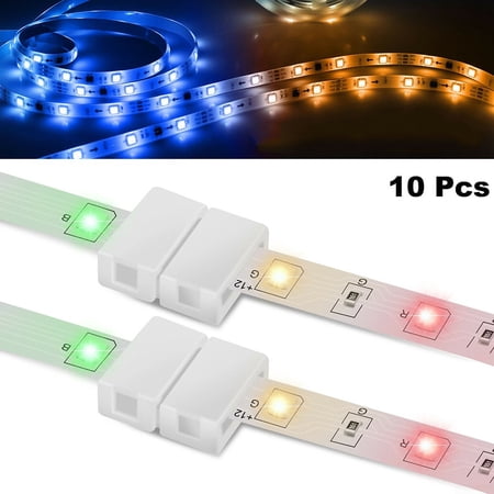Rgb Strip Back 10 PCS 4-pin 10mm LED Strip Solderless Connector for 5050/3528 RGB ...