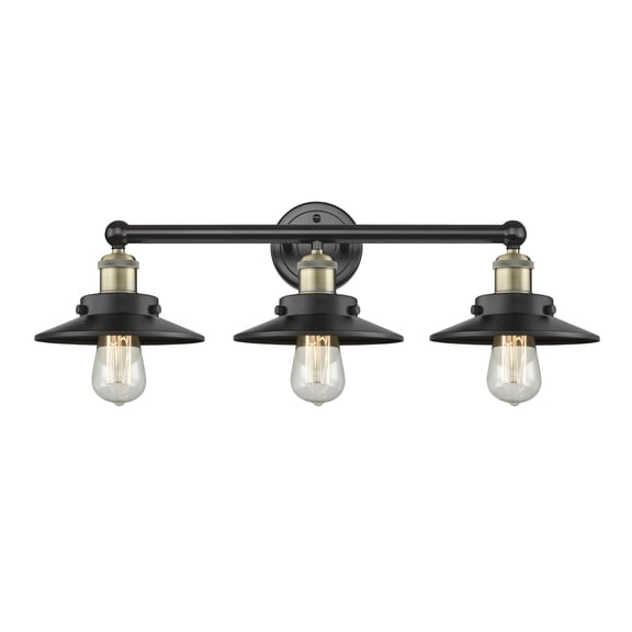 Innovations Lighting 616-3W-BAB-M6-BK Railroad 3 Light 26" Wide Vanity Light - Black