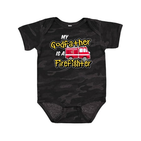 

Inktastic My Godfather is a Firefighter with Fire Truck Gift Baby Boy or Baby Girl Bodysuit