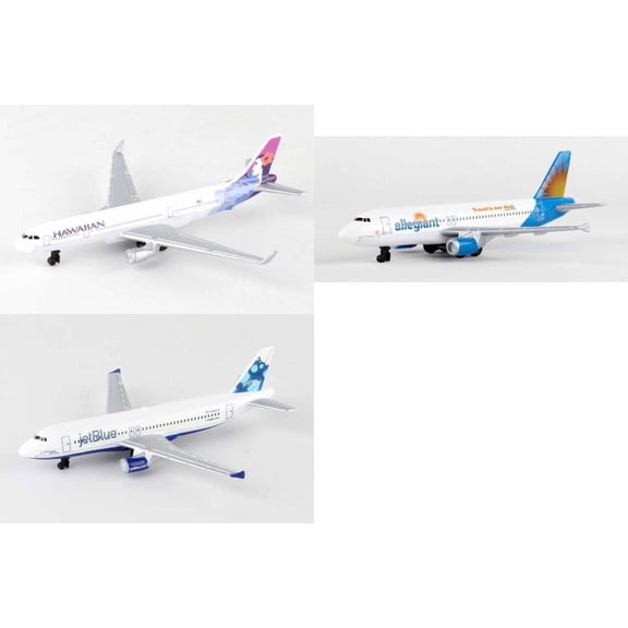 Hawaiian, Allegiant, Jetblue Airlines Diecast Airplane Package - Three 5.5" Diecast Model Planes