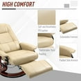 thumbnail image 6 of HOMCOM Faux Leather Manual Recliner, Adjustable Swivel Lounge Chair with Footrest, Armrest and Wrapped Wood Base for Living Room, Cream White, 6 of 10