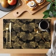 thumbnail image 2 of Yellow Black Leaves Placemats Set of 4 Vintage Abstract Art Botanical Place Mats Indoor Wipeable Table Mats Washable Cloth Dining Table Placemats for Kitchen Holiday Party Home Decor 13x19 Inch, 2 of 9