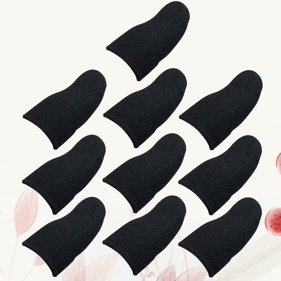 COMPUKAS 10 Pcs Gaming Sweat Proof Finger Covers Finger Sleeve Black Nylon Touch Screen