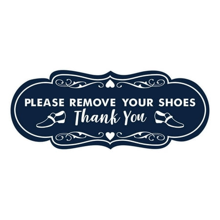 

Designer Please Remove Your Shoes Thank You (Loafers) Sign (Navy Blue / White) - Medium