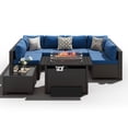 thumbnail image 6 of LazySunsets 8-Piece Outdoor Patio Furniture Set with Fire Pit Table, Wicker Rattan Sectional Sofa Conversation Sets, Navy Blue, 6 of 8