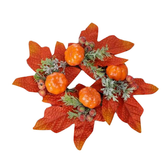 Fall Color Candle Rings, Thanksgiving Fruit Candle Wreaths, for Candlelight Dinner, Christmas, Halloween