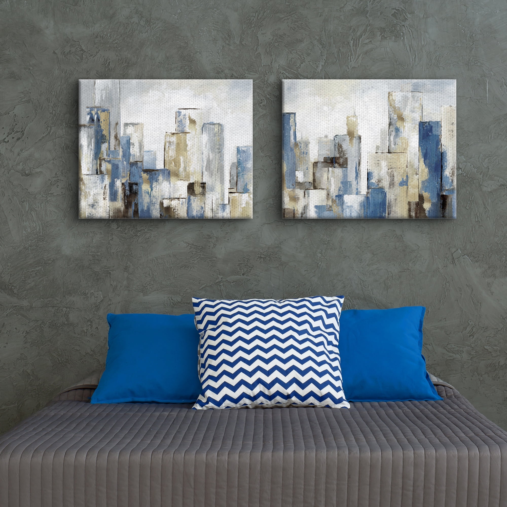 Masterpiece Art Gallery City Blues I & II by Nan Canvas Art Print Set of 2 (16" x 20")