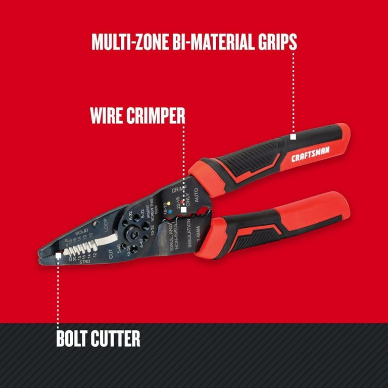 Craftsman Wire Stripper,Crimp,10 to 22 AWG,8
