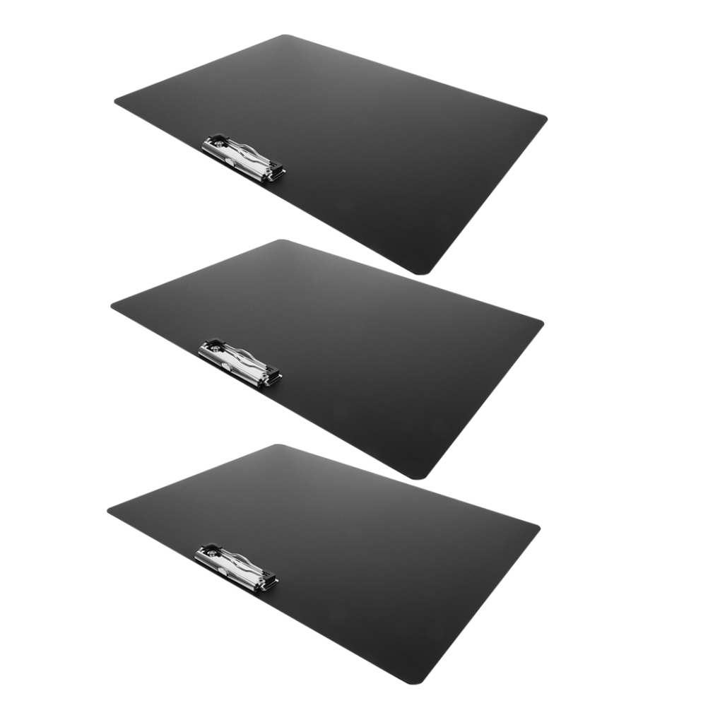 FOMIYES 3-Pack Portable Black A3 Clipboards with Writing and Secure Clip for Office, School, and Home Use