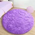 thumbnail image 4 of KIXINWA Purple Round Rug for Girls Bedroom, 4x4 Feet Fluffy Circle Rug for Kids Room, Fuzzy Circular Rug, Plush Shaggy Soft Area Rug for bedroom, Non Slip Living Room Rug, Nursery Dorm Cute Small Rug, 4 of 6