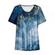 thumbnail image 2 of Blusas de Manga Corta para las Mujeres, Casual V-Cuello Impreso Suéter Plegado Blusa Hecha de Poliéster Cómodo para Primavera Otoño, Blusas para las Mujeres Casual, 2 of 4