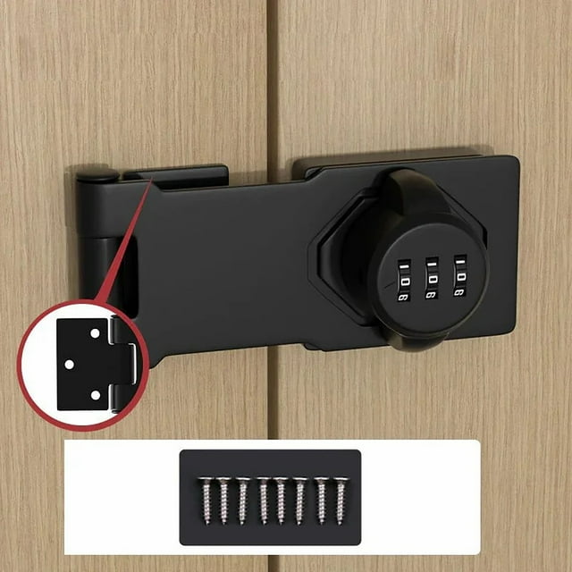 Serrure de Cabinet Sans Clé / Matériau en Alliage / 1,000 Combinaisons / Résistant à la Rouille / Noir / Installation DIY / Utilisations Polyvalentes / Portes, Armoires, Réfrigérateurs / Pack Unique
